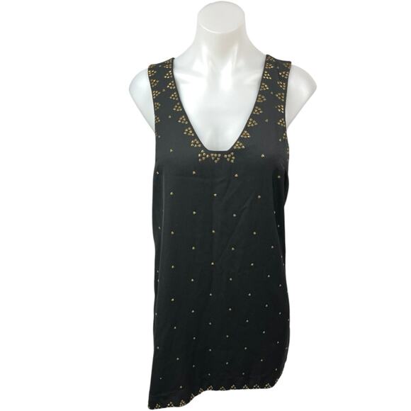 Free People SoHo Black Studded Embroidered Sleeveless Tank Mini Dress Size 6 - Picture 4 of 8